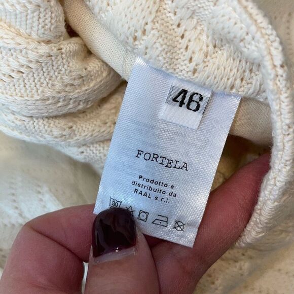 Fortela Womens Two Button Notch Lapel Long Sleeve Knit Blazer Cream Size 10 US 4 - Picture 9 of 13